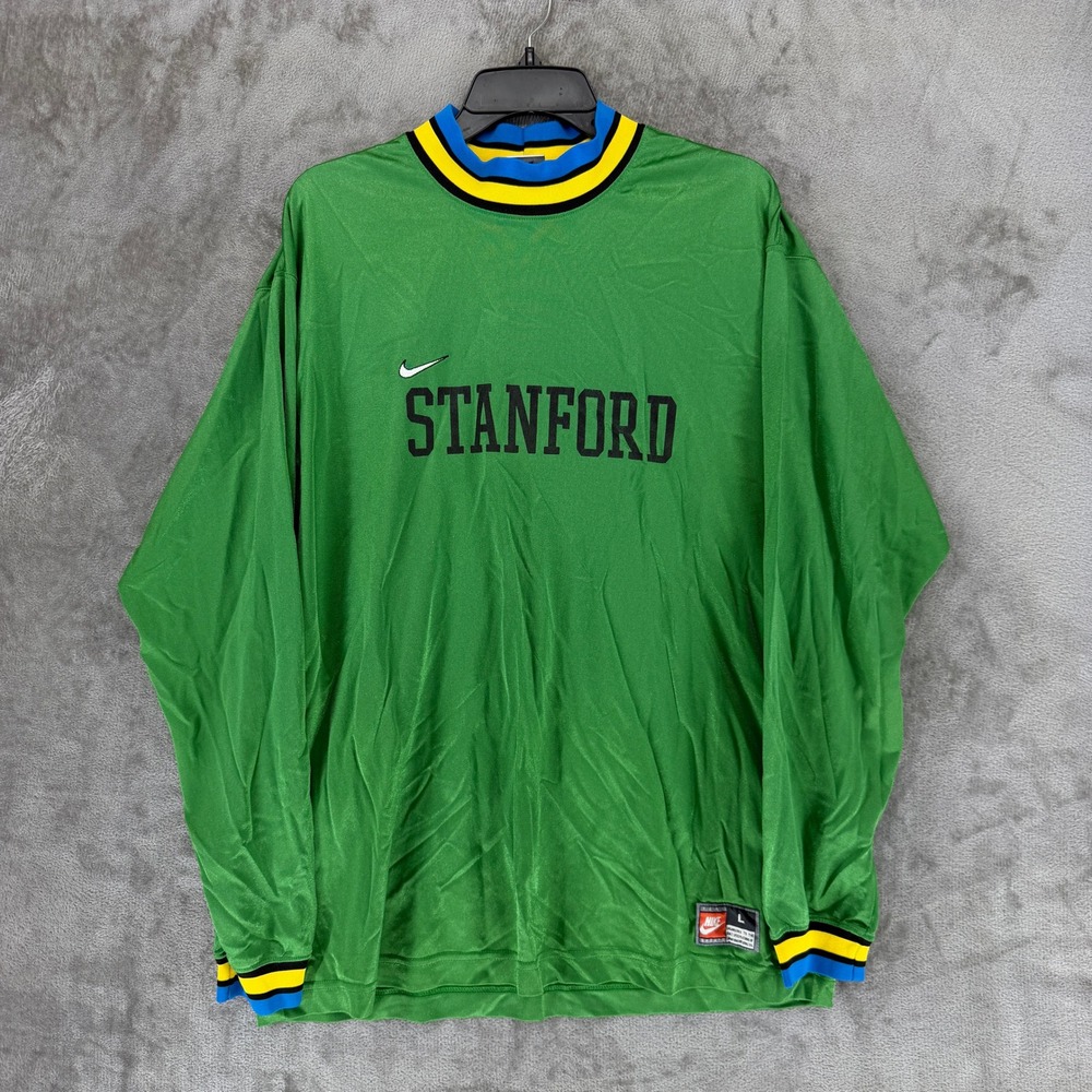 Vintage Nike Team Sports Stanford University Jersey Green Mens Large Made in USA